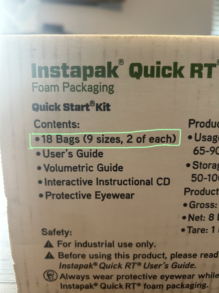 Sealed Air Instapak (simple foam packaging system ) Start Kit