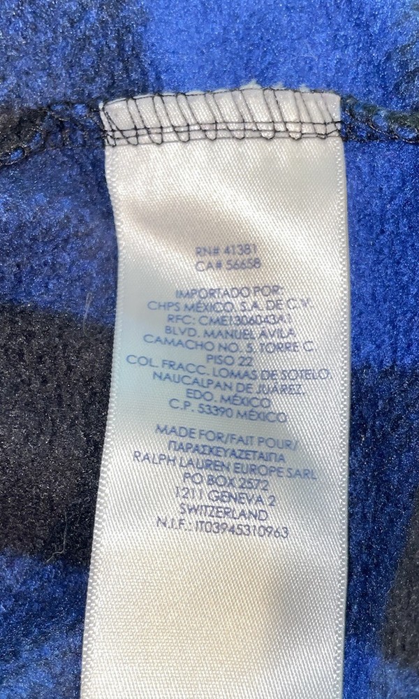 Chaps Golf Sz MEDIUM Blue Black Fleece L/S Stretch Pullover Top Jacket EUC