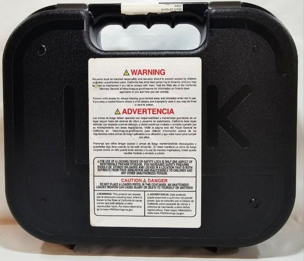 OEM Glock Model 22 Gen5 40SW Black Hardshell Case With Foam Padding & Cable Lock