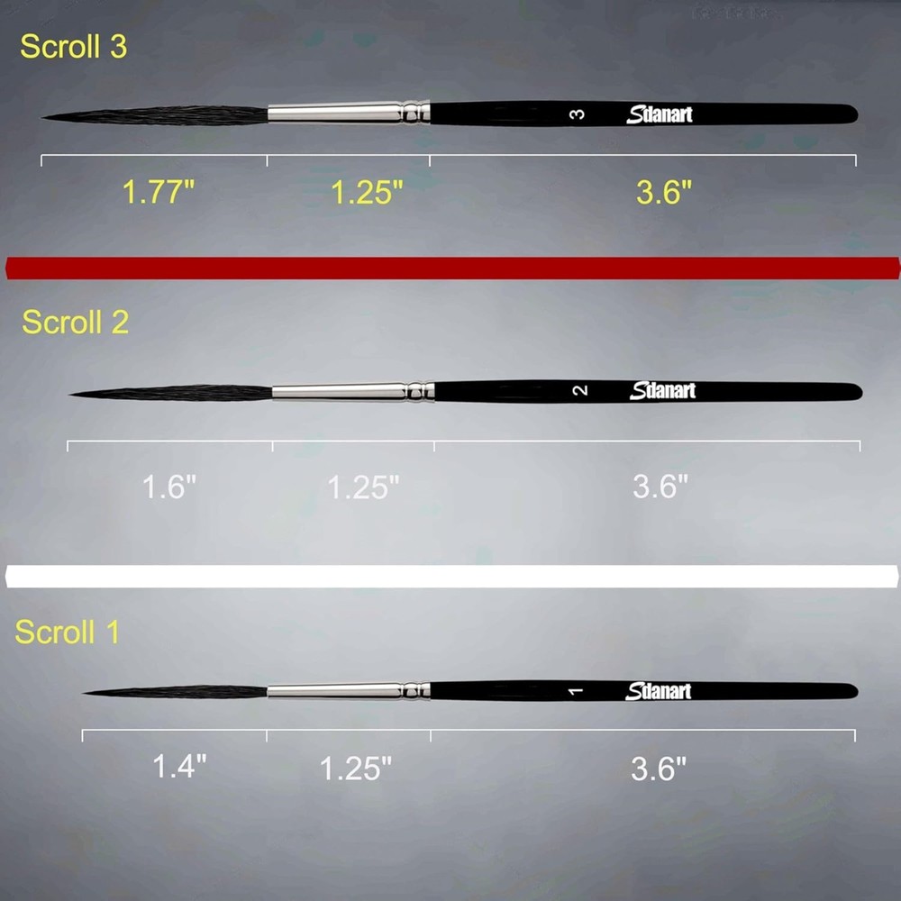 Scroll Pinstriping Brush,3 PCS High Performance Script Pinstripe Brushes,Made fr