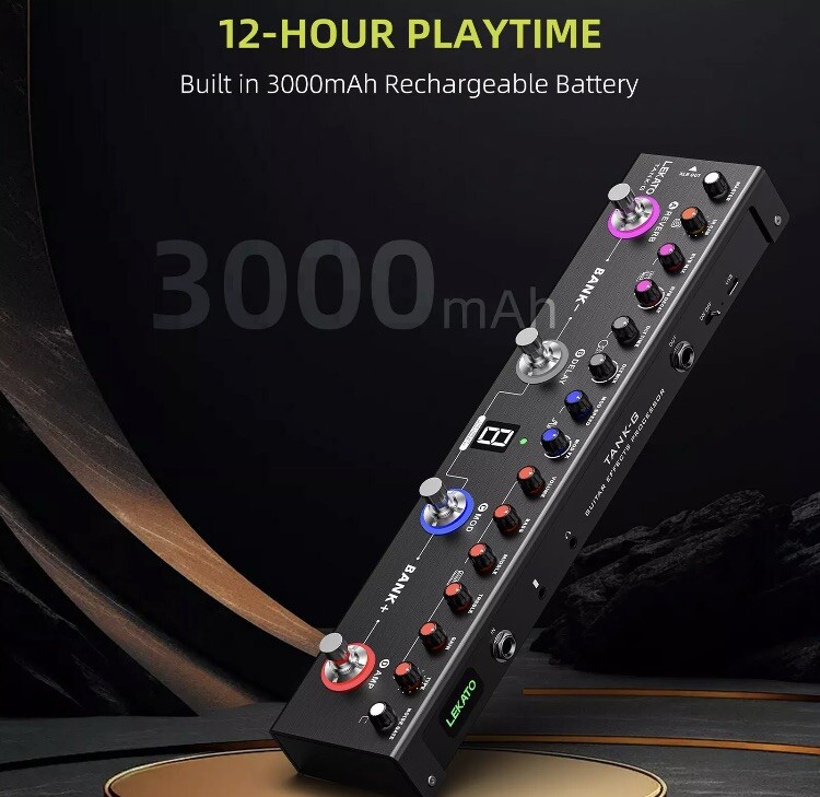 LEKATO Multi Effects Guitar Effects Pedal Processor 36 Presets Built-in 3000mAh