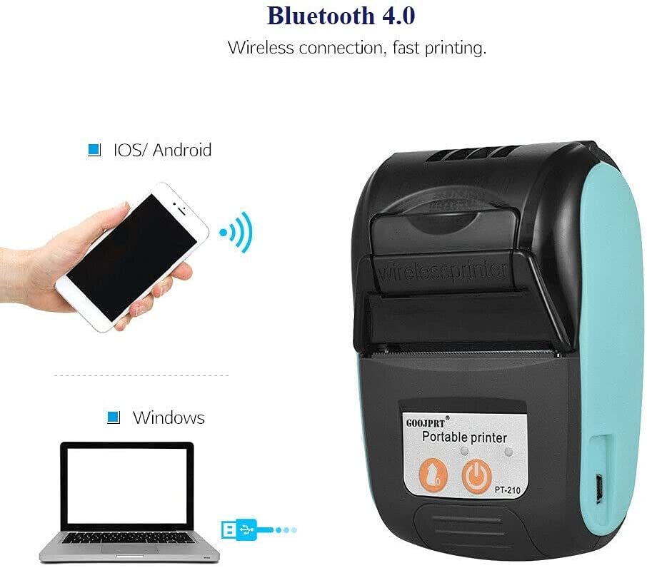 Mini Portable Bluetooth Thermal Label Receipt Printer 58mm Wireless POS