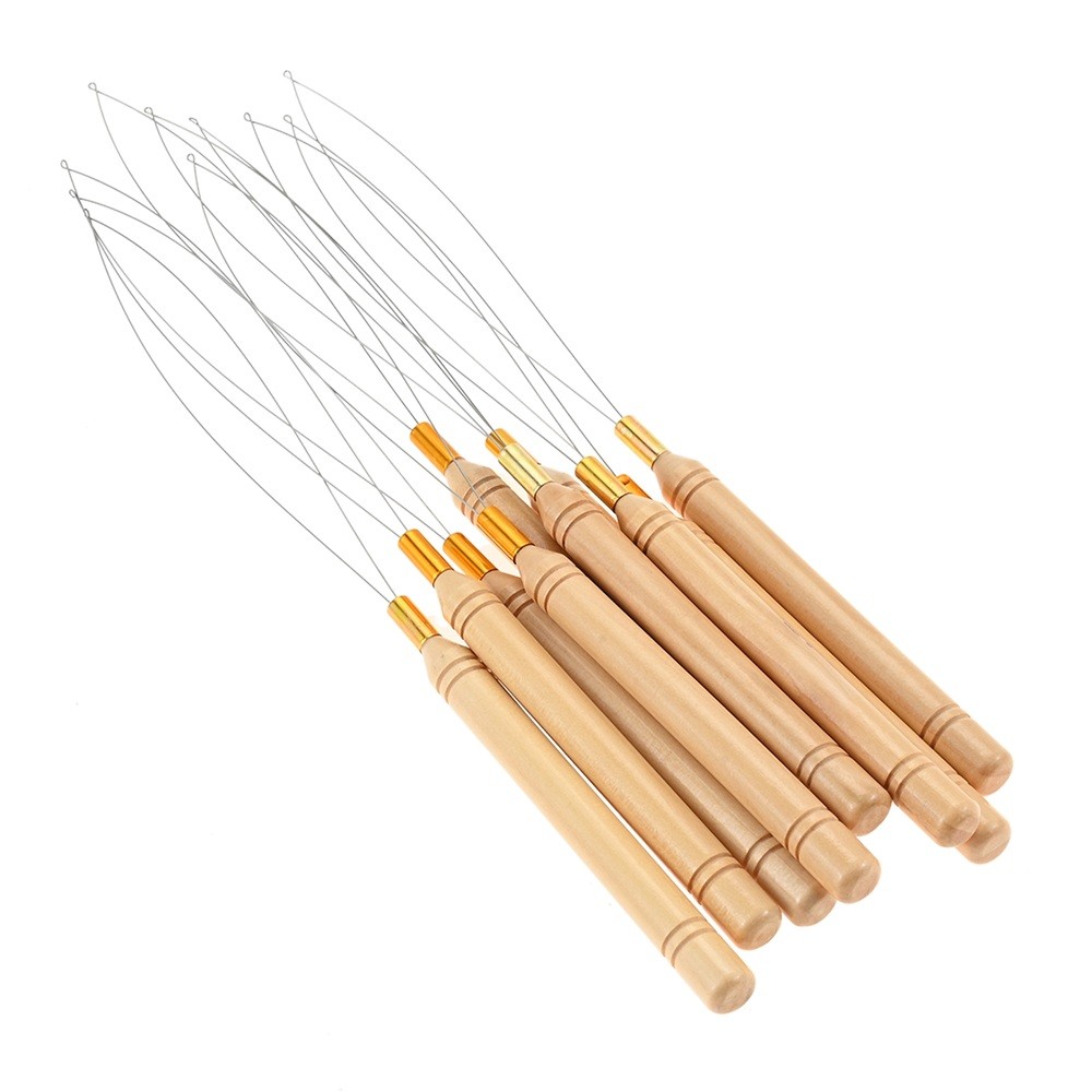 10Pcs Hair Extension Loop Needle Threader 8.78in Pulling Hook Connect DIY Tool