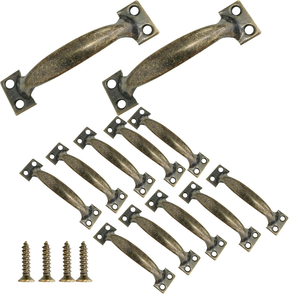 12Pcs 4" Metal Gate Pull Handle, Vintage Barn Door Pulls Utility Door Handle Cab