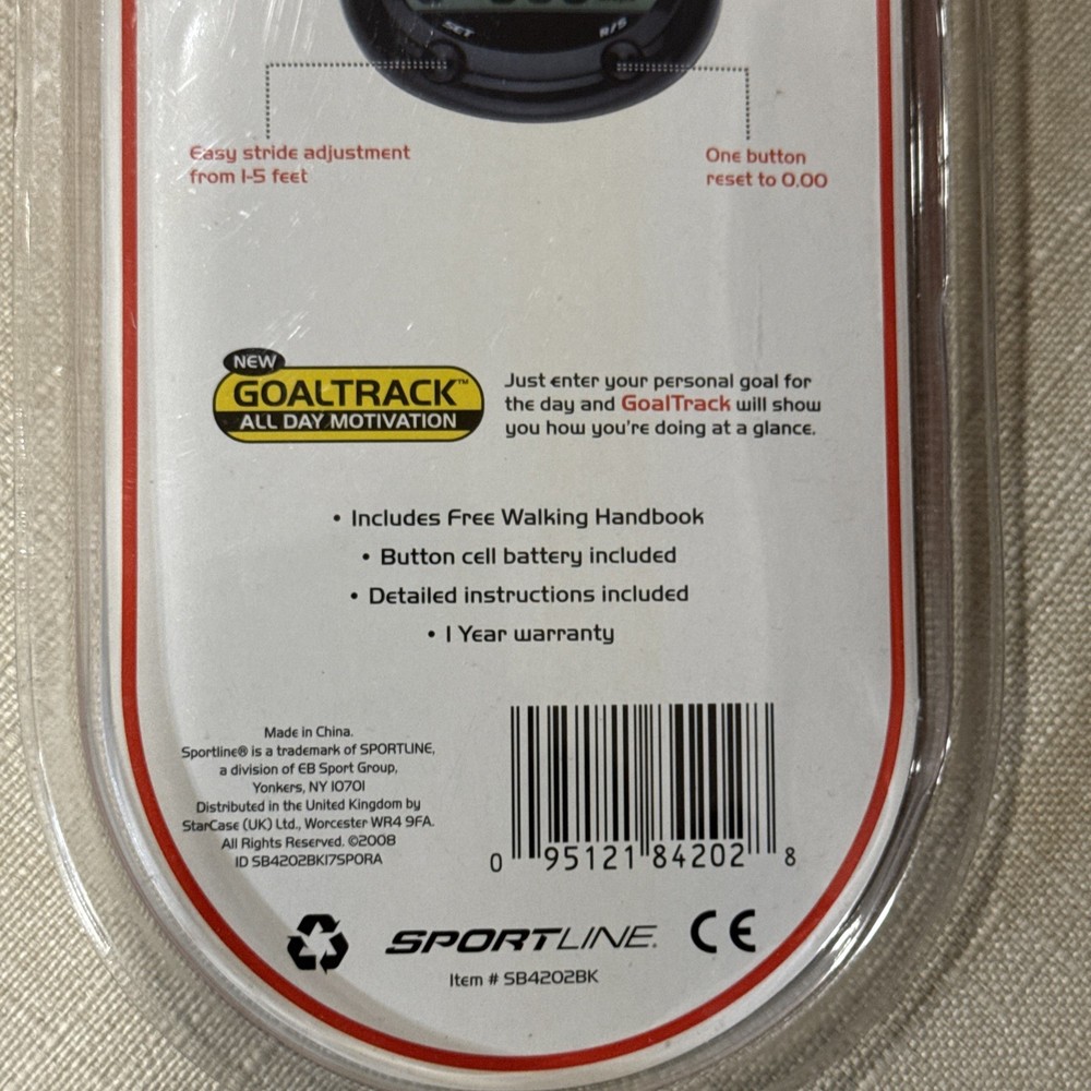 Sportline Dual Function, Step And Distance Pedometer New
