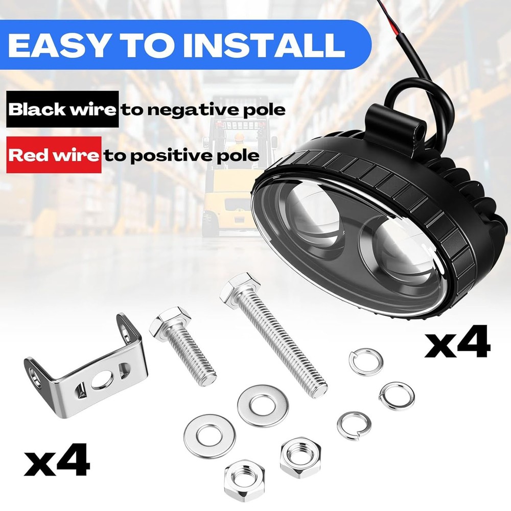 LED Forklift Lights 4Pack Spot Pattern for Warehouse Pedestrian Safe Warning 4X