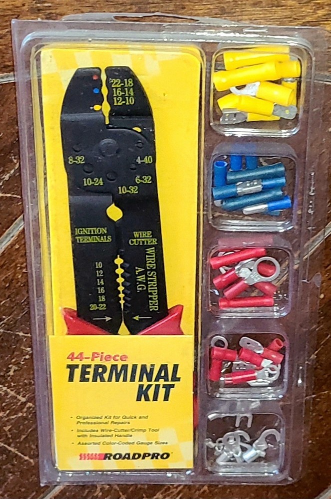 44pc Terminal Kit: Cutter/Crimp Tool & Assorted Color Coded Gauge - # RPTK2