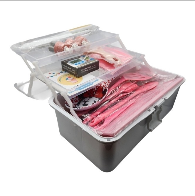 Kids Cooking Set 37PCS Real Baking Kit w Case Timer Safe Knives Open Box