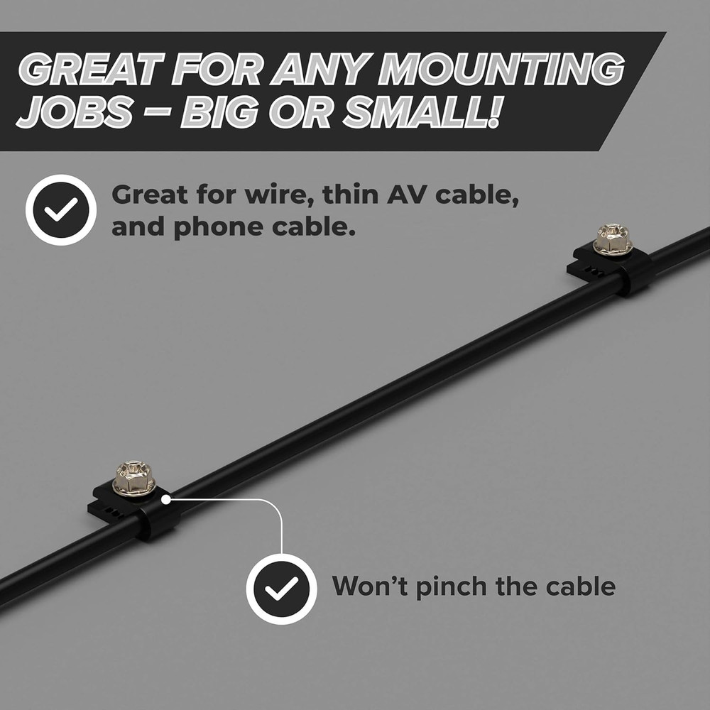 CIMPLE CO Mini Black Wire Cable Clips with Screws, 100 Pack