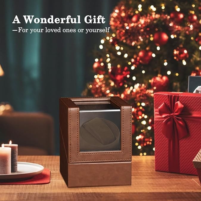 Automatic Rotation Single Watch Winder Box Leather Storage Display Case Gift.