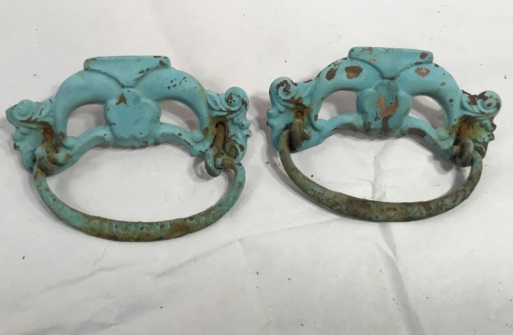 Vintage Drawer Pulls, Painted, Mid Century Modern. ~37 total