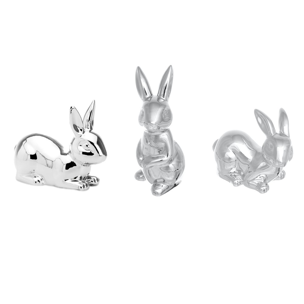 Decorative Figure Rabbit Porcelain Silver Easter Bunny Easter Decoration