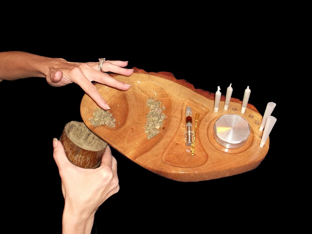 Rolling Tray: Rustic Home Decor Tray, Live Edge Oak, Custom