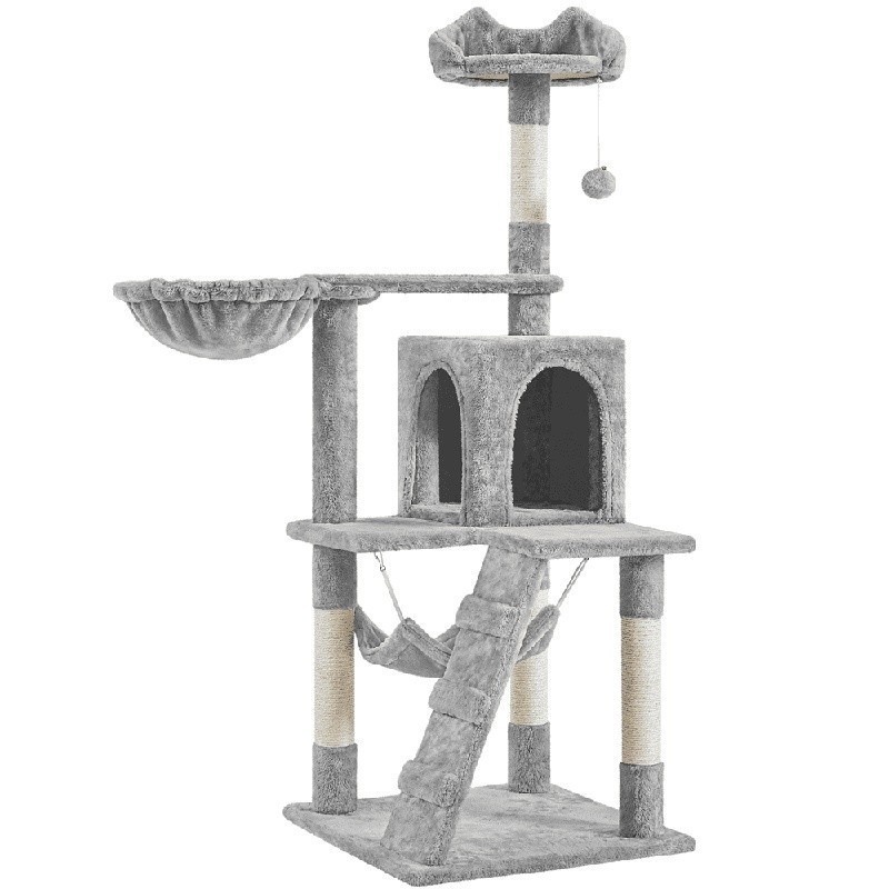 54" Cat Tree Tower Hammock Basket Scratching Post Multi Level Small Cats New