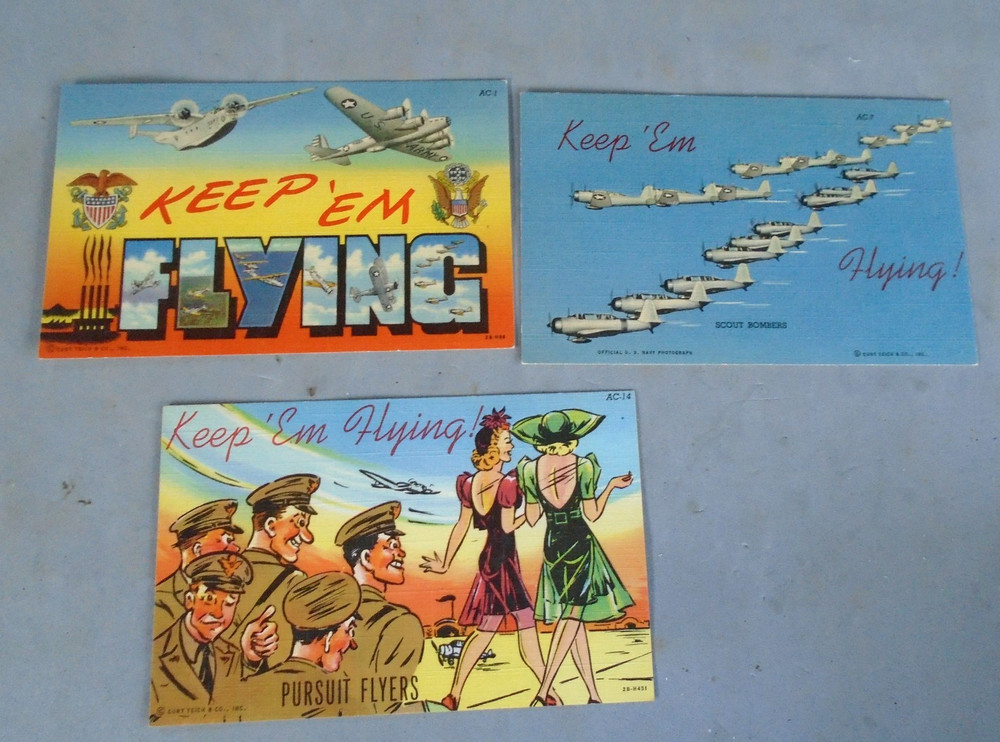WWII Keep em Flying post card lot