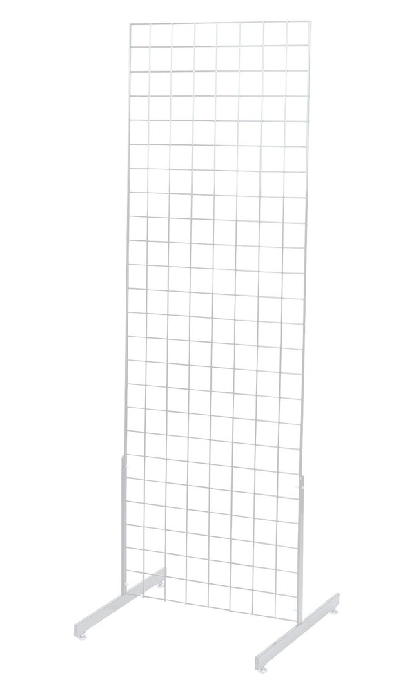 2 ft x 6 ft White Standing Grid Screen - Includes Grid Panel and 2 Grid Legs