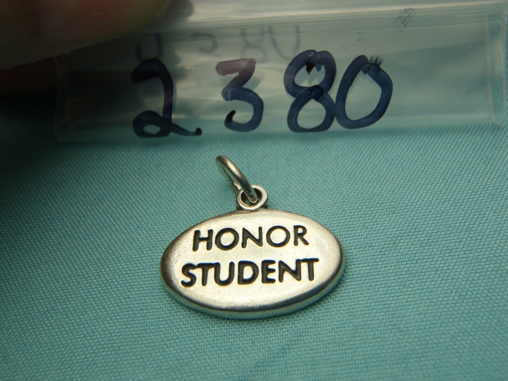 Sterling Silver 19x15mm solid School Solid Oval Honor Student Charm Made IN USA