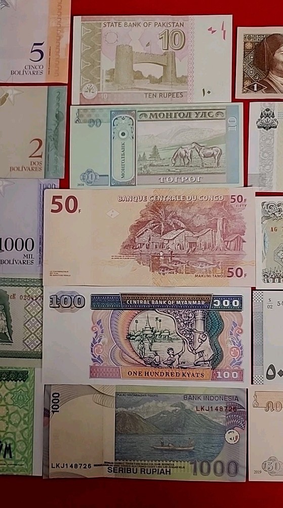 15 Pcs DIFFERENT World Paper Money Set/Lot - UNC From Bundle