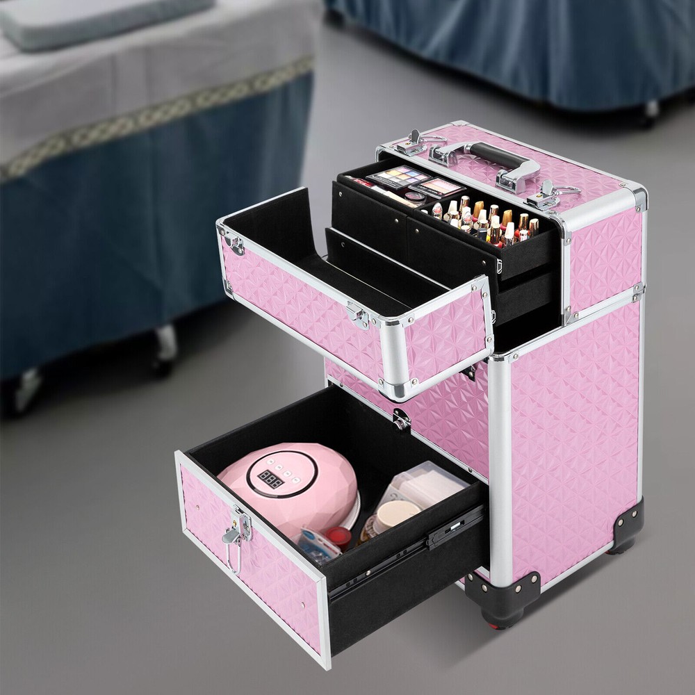 Professional Rolling Makeup Train Case Cosmetic Trolley Makeup Storage Organizer