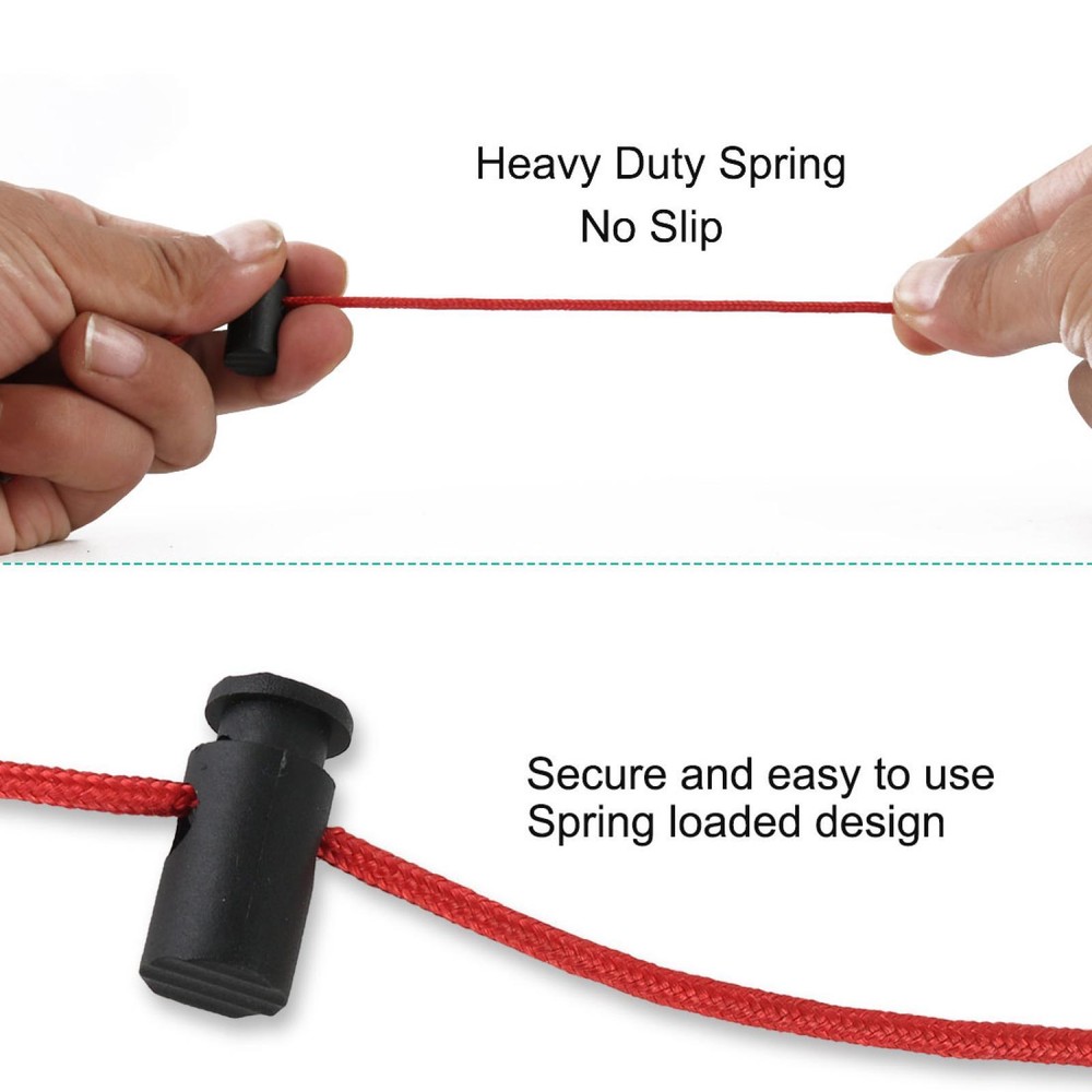 Black Plastic Toggles Spring Stop Drawstring Rope Cord Locks 10 Pcs