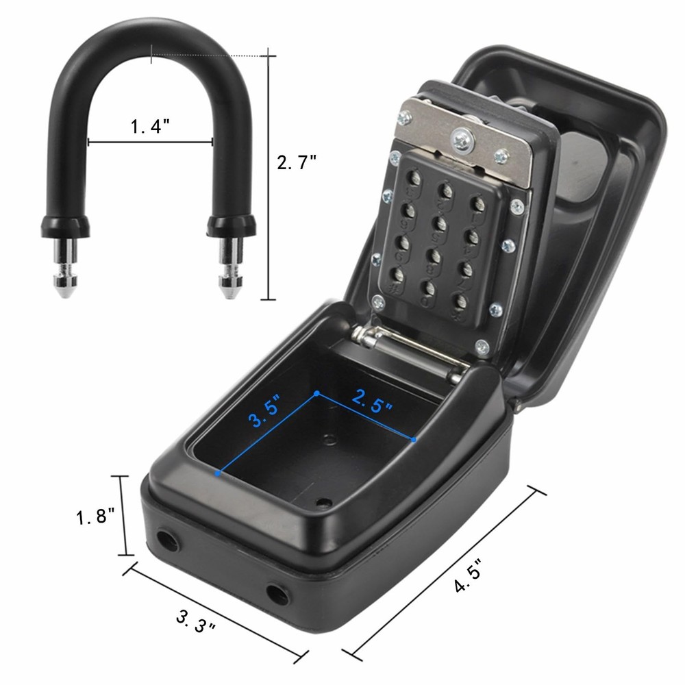 Key Lock Box Outside Waterproof 12 Digit Push Button Combination Removable