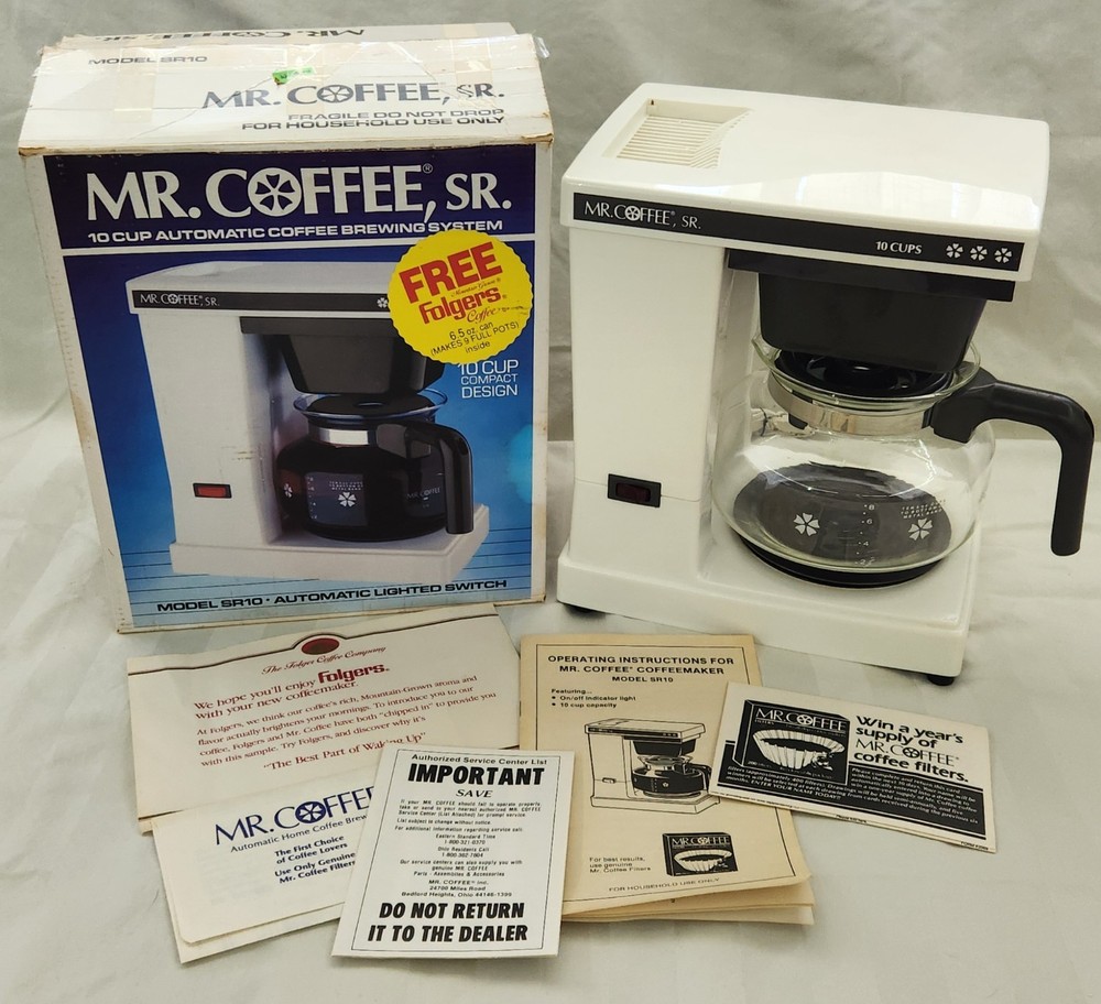 MR. COFFEE SR. 10-Cup Compact Automatic Brewing System SR-10 Box & Manual TESTED
