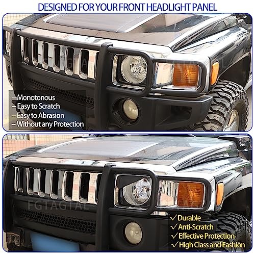 Front Headlight Panel Trim Compatible with Hummer H3 2005-2009, Front Light