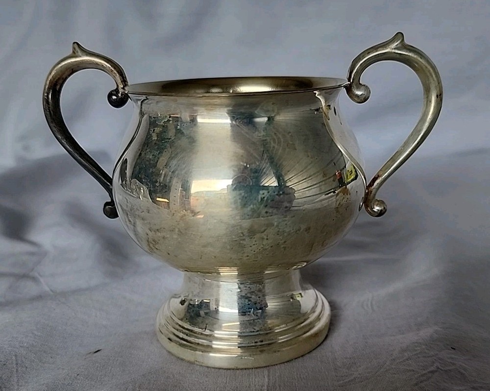 F. B. ROGERS SILVER CO. SILVER ON COPPER CREAMER AND SUGAR Bowl