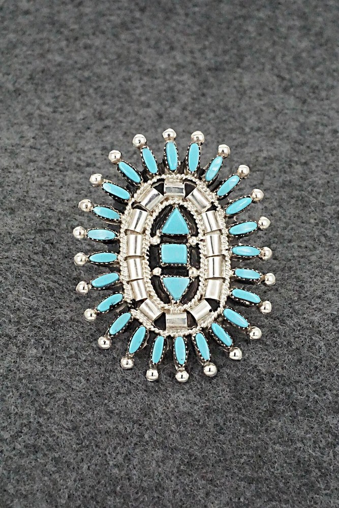 Turquoise & Sterling Silver Ring - Evonne Hustito - Size 7.5
