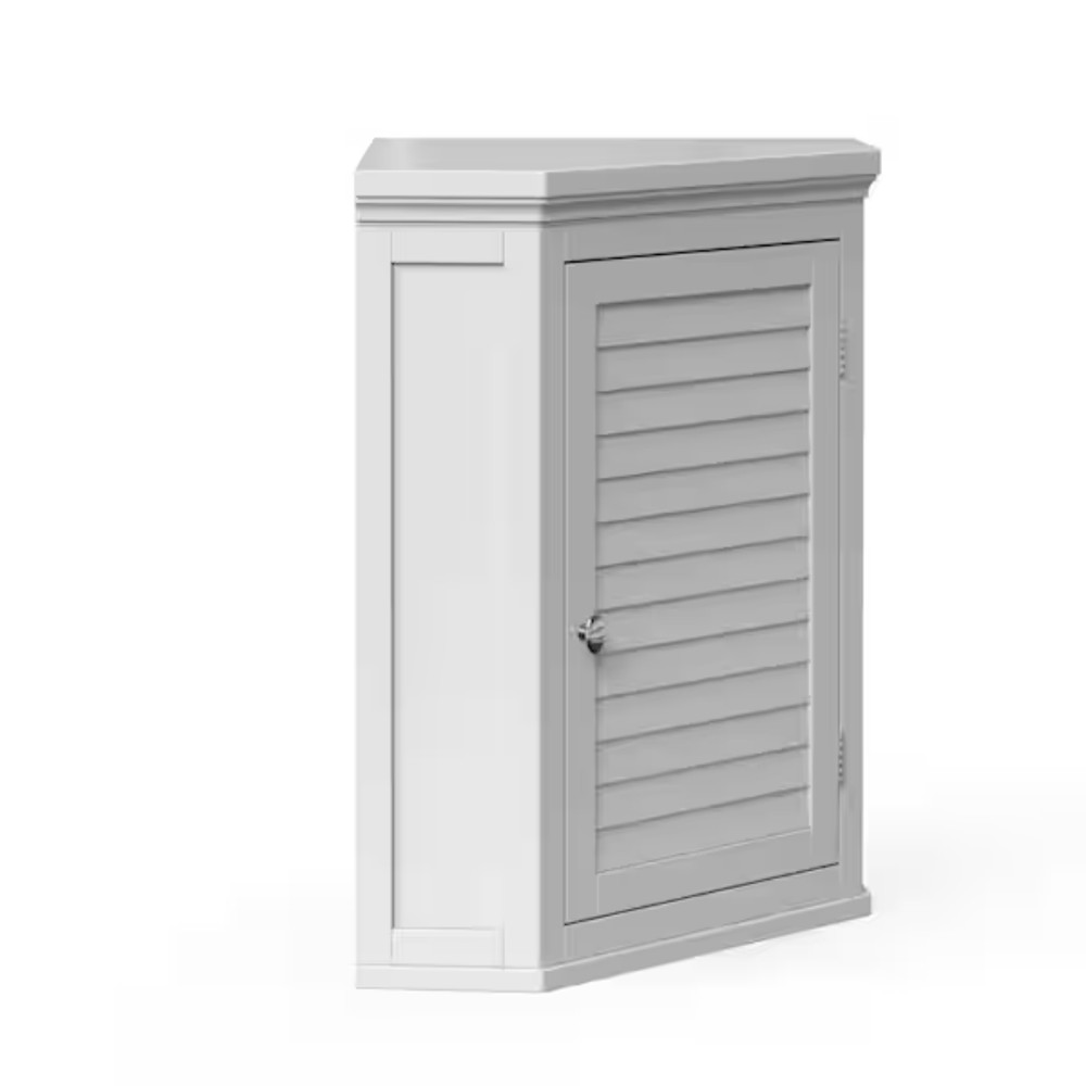 Teamson Home Glancy Removable Corner Wall Cabinet with Adjustable Shelf, White
