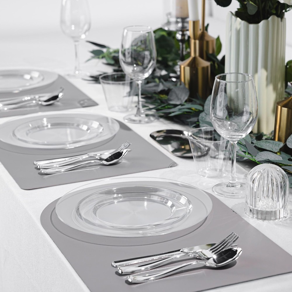 200PCS Clear Plastic Plates, Heavy Duty Plastic Plate Disposable, Include 100...