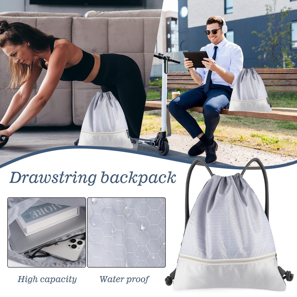 Drawstring Backpack Bag, Waterproof Draw String Back One Size, Grey, Ordinary
