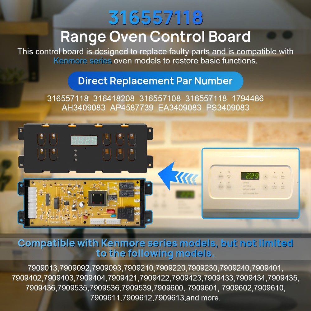 316557118 Oven Control Board Replace for Kenmore Range Clock Timer 316557108