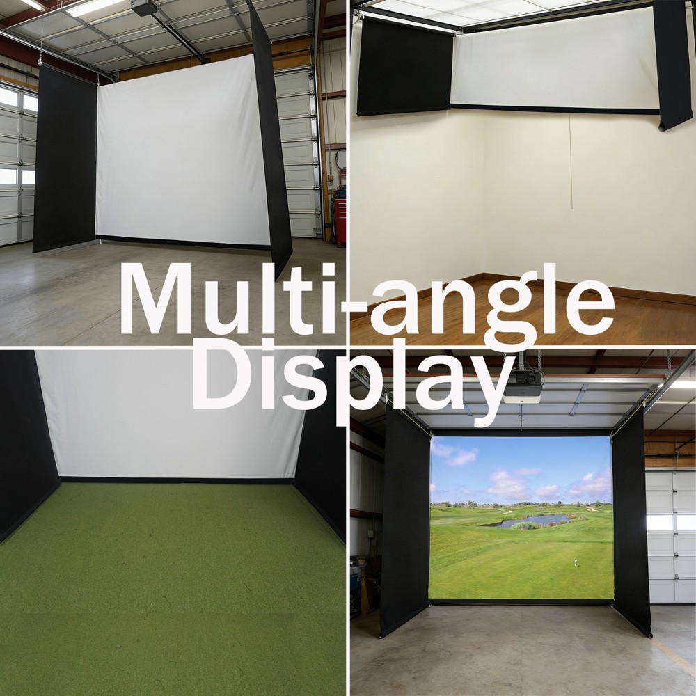 Motorized Golf Simulator Screen Enclosure for Garage Ceiling Mounted Retractabe