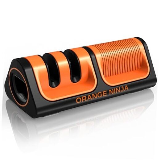 Orange Ninja Mini Knife Sharpener - Coarse & Fine Blade Sharpener, Sharpening