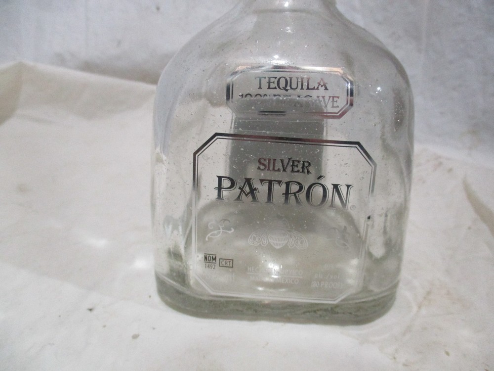 Patron Silver Empty Bottle, Cork, Hang Tag Certification 375ml