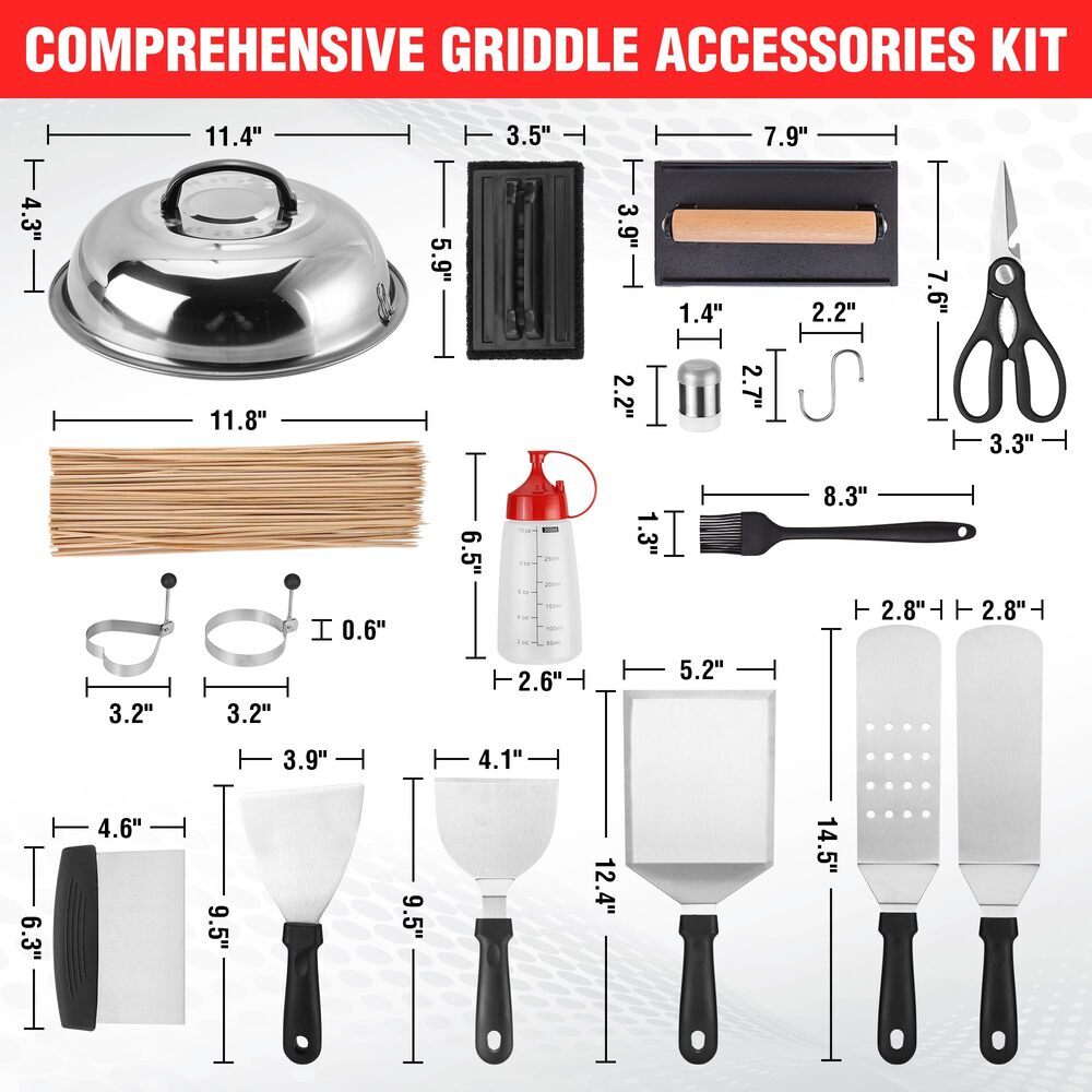 PARGRILL 128PC Griddle Accessories Kit Flat Top Grill Accessory Set Grilling Set