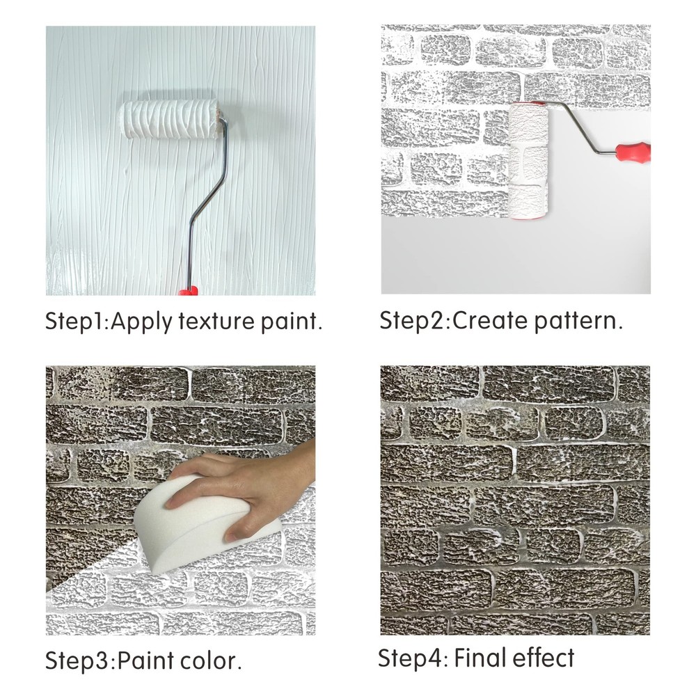 8'' Patterned Paint Roller for Wall Decoration Classic Brick Embossing Textur...
