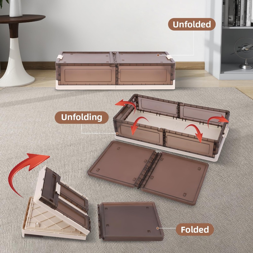 2 Pack under Bed Storage with Wheels 17.2Gal Stackable under Bed Storage Contai