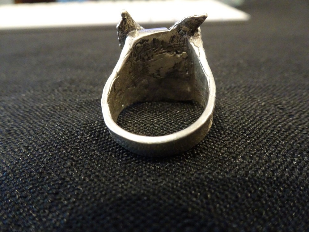 #637-VINTAGE STERLING SILVER EAGLE RING-925-SIZE-8