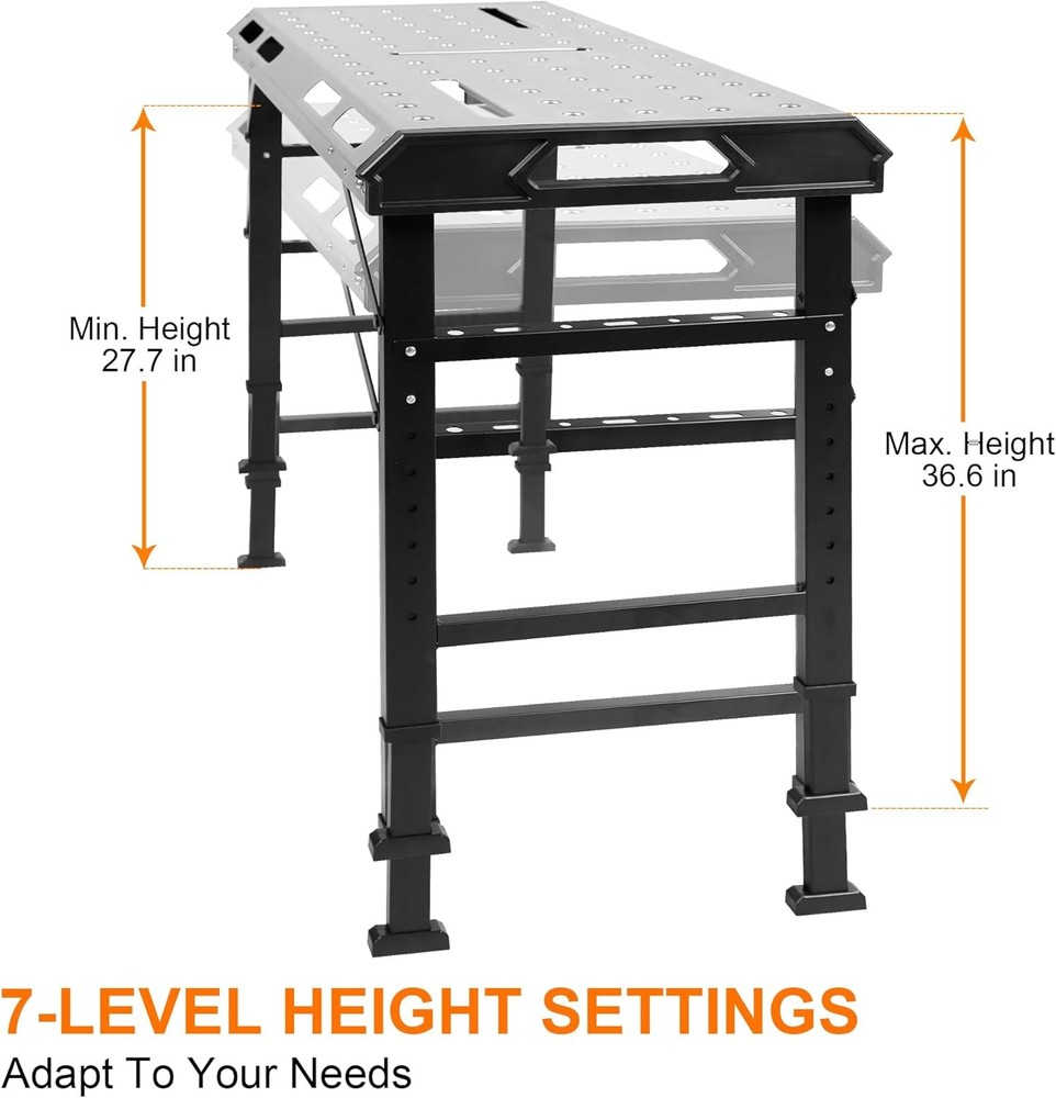 Metal Welding Table Folding 1000 lbs Load Capacity Steel Construction Workbench