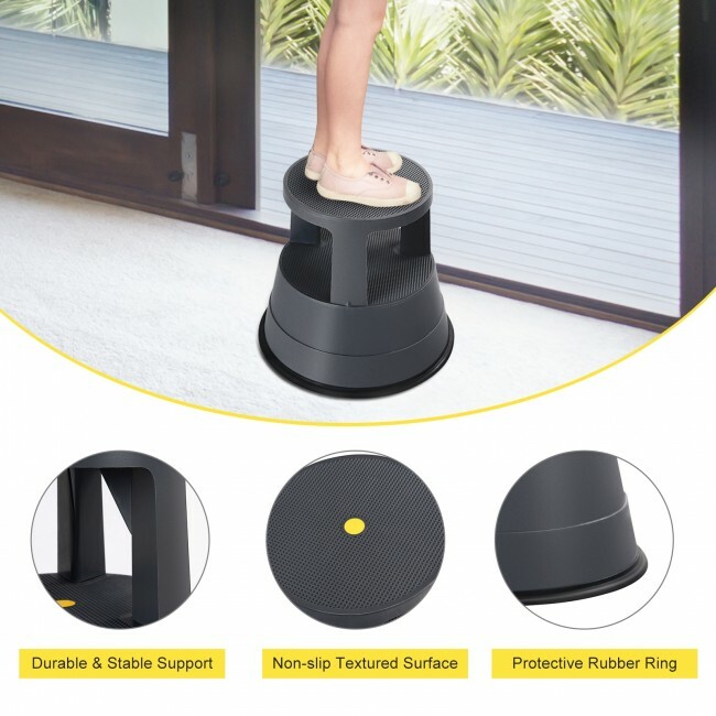 Kick Stool Rolling Step Stool W/Non-Slip Rubber Platform 330LBS Capacity Kitchen