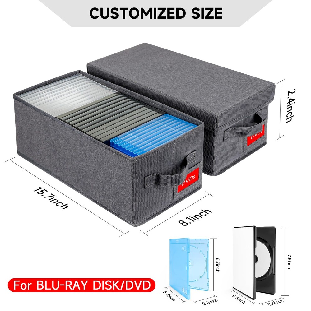 Upgrades DVD Storage Box - Perfect DVD Case Storage Solution, Stackable DVD Orga