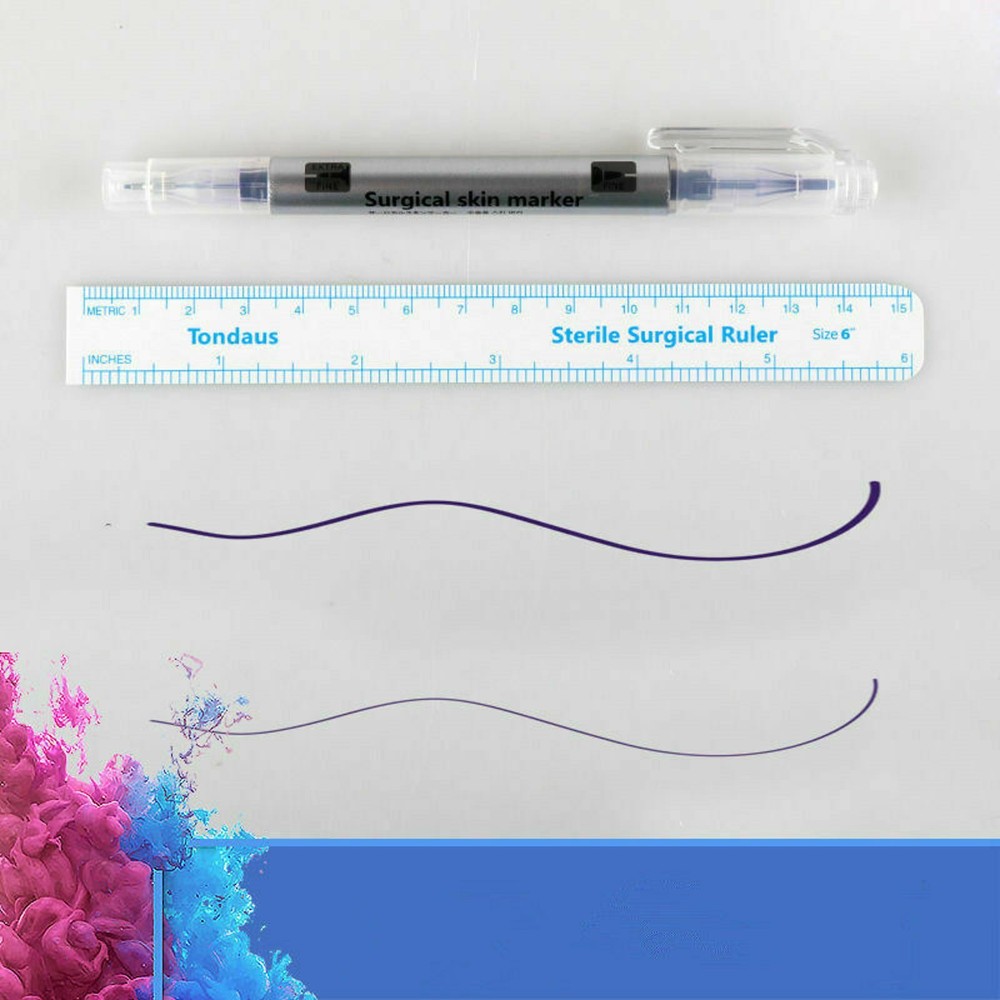 Semi Permanent Makeup Eyebrow Tattoo Marking Positioning Pen + Measuring Ruler B