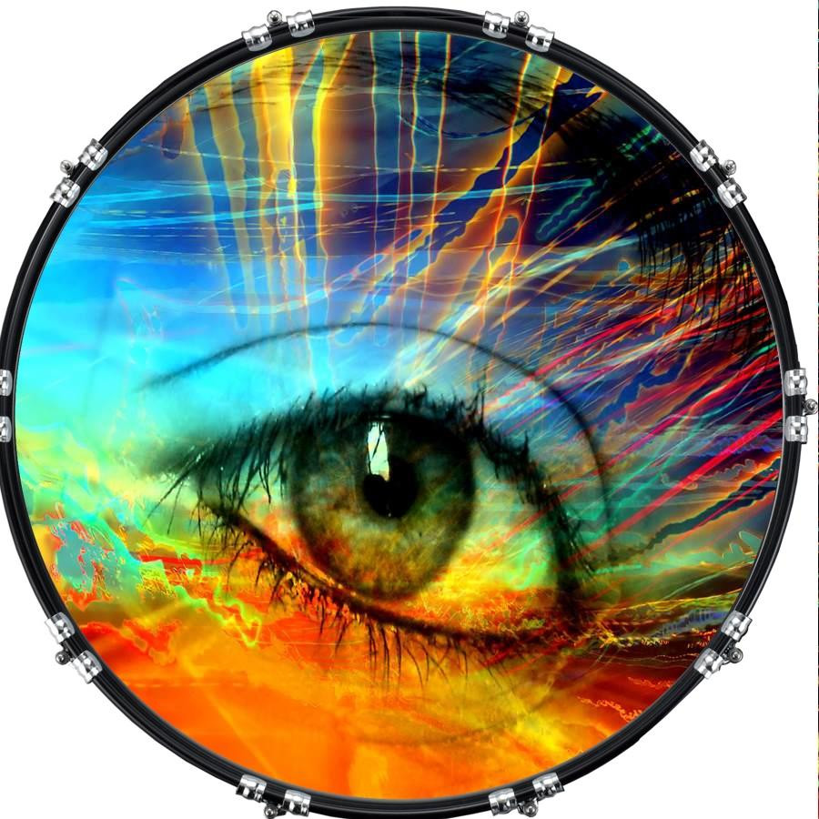20" Custom Bass Kick Drum Front Head Graphical Eye Psychedelic