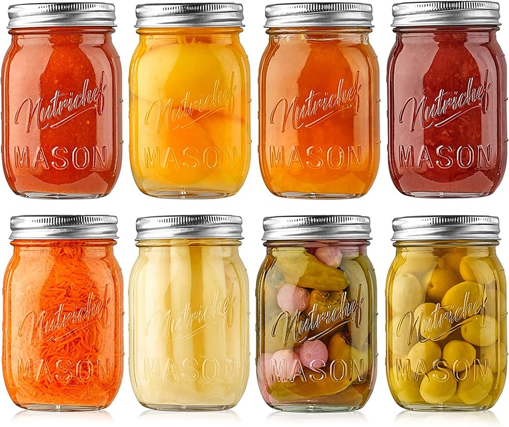 Nutrichef NCMSJ8 8 Pcs Mason Jars Set