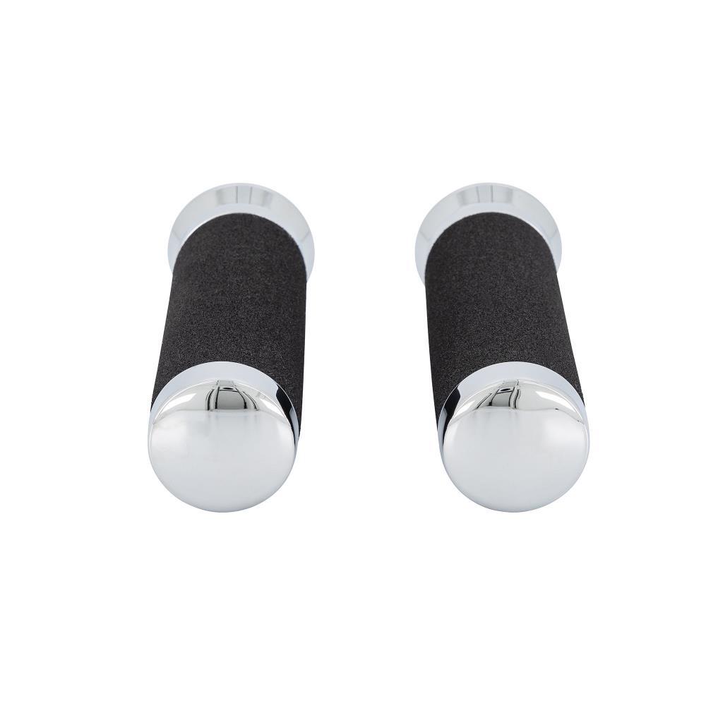 Highway Hawk Grip Covers Handlebar Grips "Moss Rubber" Chrome End Cap 7/8" Handlebar