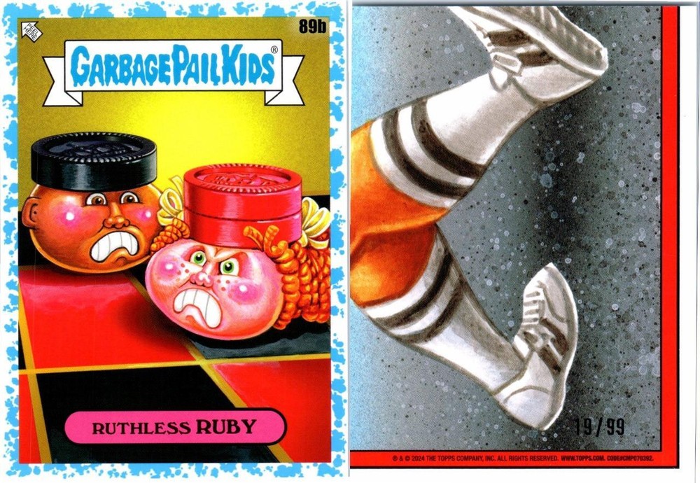 2024 GPK GARBAGE PAIL KIDS AT PLAY BLUE PARALLEL CARD 89b Ruthless Ruby 19/99