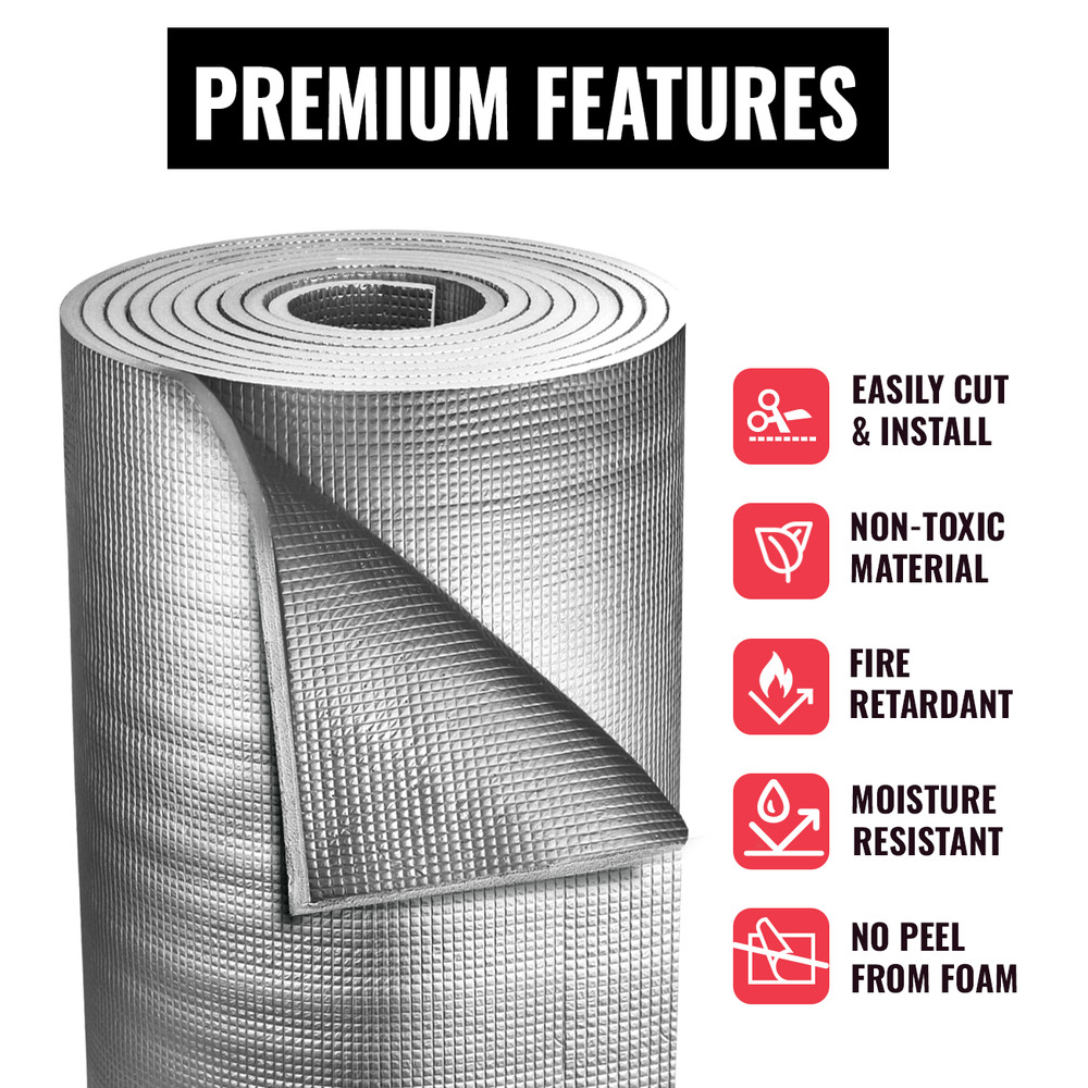 XTEMP 3mm Reflective Foam Core Insulation, RADIANT BARRIER 24'' X 10ft