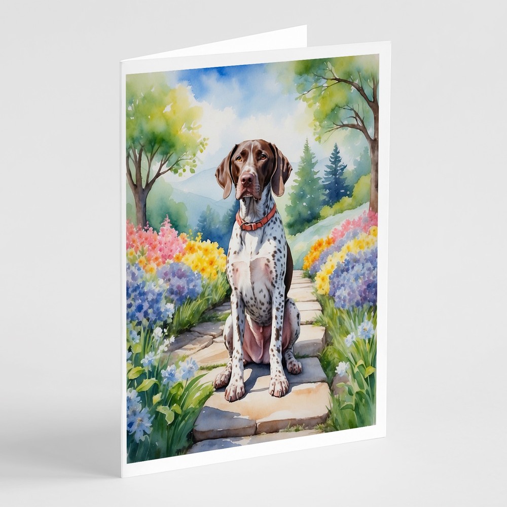 Caroline's Treasures German Shorthaired Pointer Spring Path Greeting Cards Pk 8